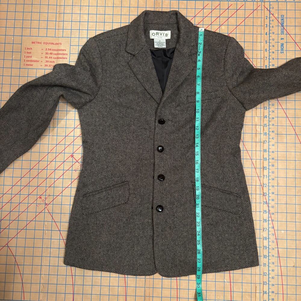 Vintage Orvis Herringbone Merino Lambswool Blazer Irish Wool Women's Size 10 - Picture 6 of 7